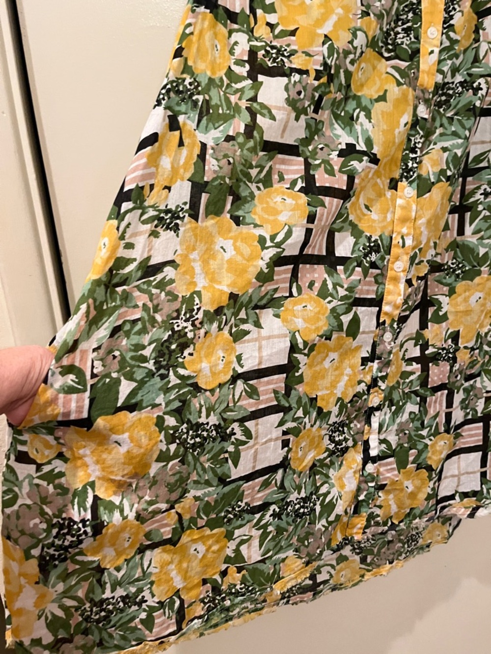 Porridge Sleeveless Yellow Floral Button-Front Mini Dress / Tunic size small - Picture 5 of 8